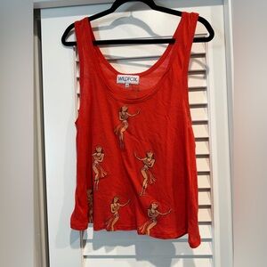 Wildfox Size Medium Red Dancer Print Tank Top